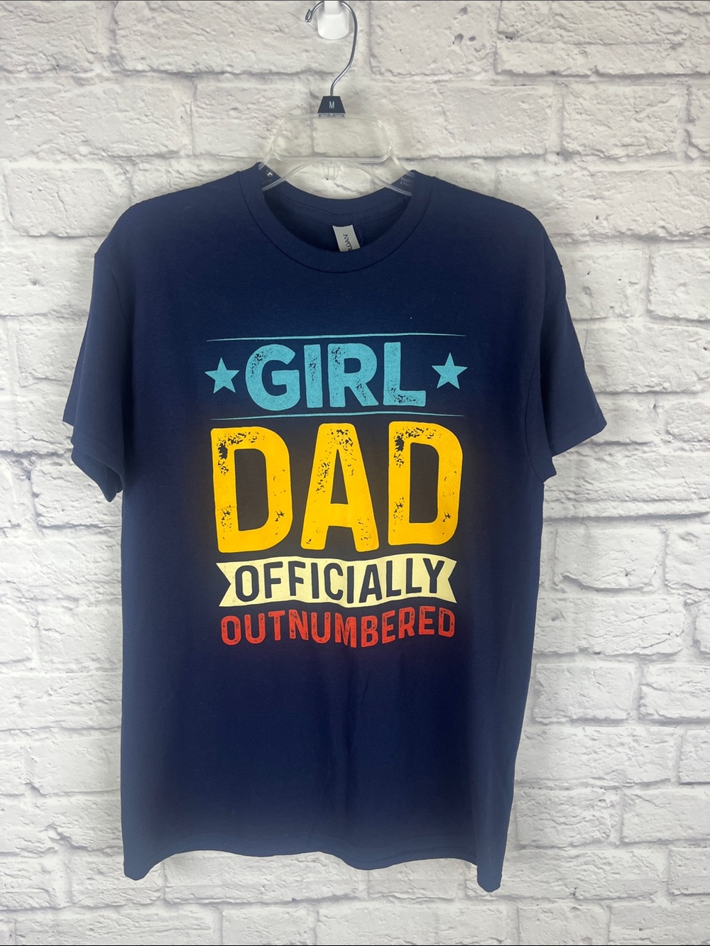 Gildan NWT Mens Cotton “Girl Dad”Navy Crewneck T-Shirt size Medium